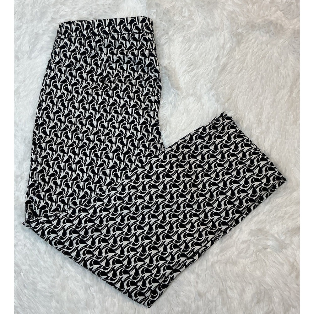 Brooks Brothers Natalie Fit Women`s Black&White Bird Print Ankle Pants sz.6